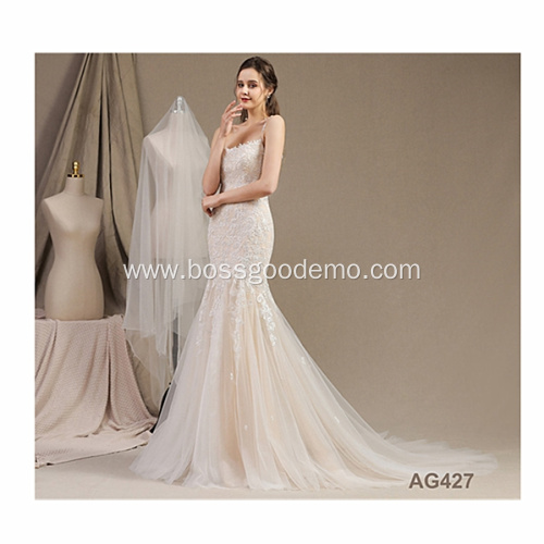 Full Pearl Detachable Train Vintage Bridal luxurious beaded mermaid wedding dress